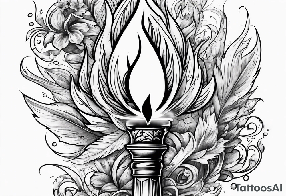 Flaming torch water background tattoo idea