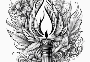 Flaming torch water background tattoo idea