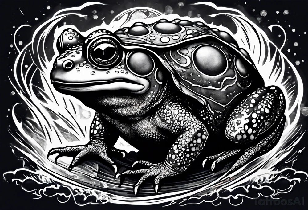 A toad in a thunderstorm tattoo idea
