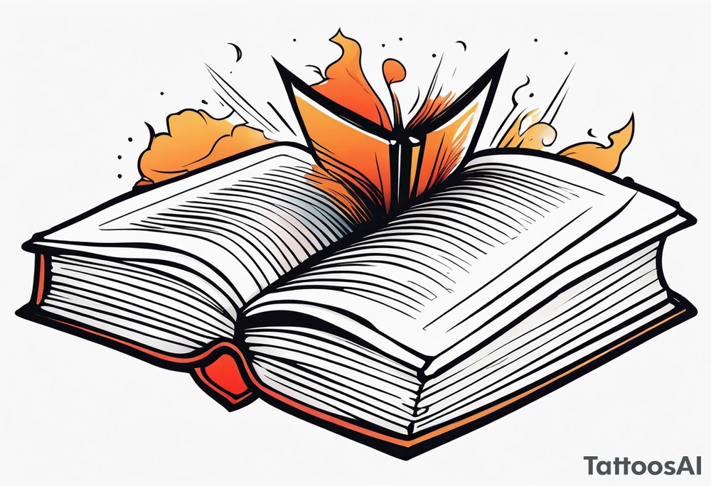 pile of open books no background tattoo idea