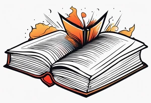 pile of open books no background tattoo idea