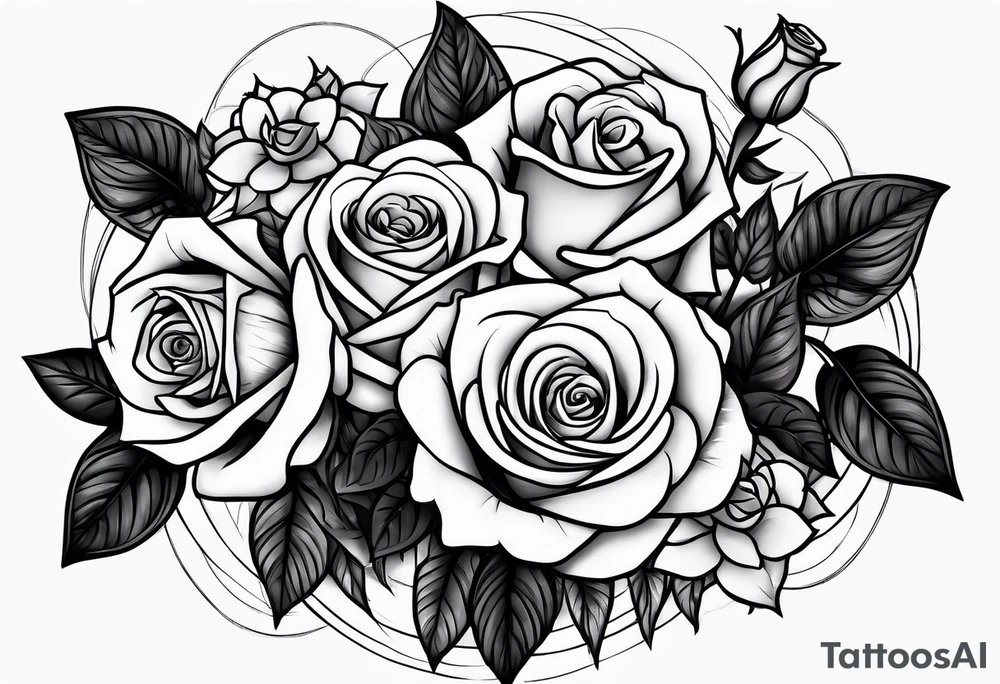 Roses with my children’s names incorporated Kobe Frankie Brooklyn tattoo idea