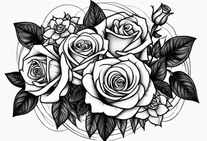 Roses with my children’s names incorporated Kobe Frankie Brooklyn tattoo idea