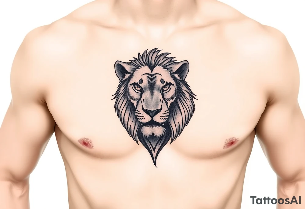 realistic
lion one one pec tattoo idea
