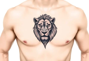 realistic
lion one one pec tattoo idea