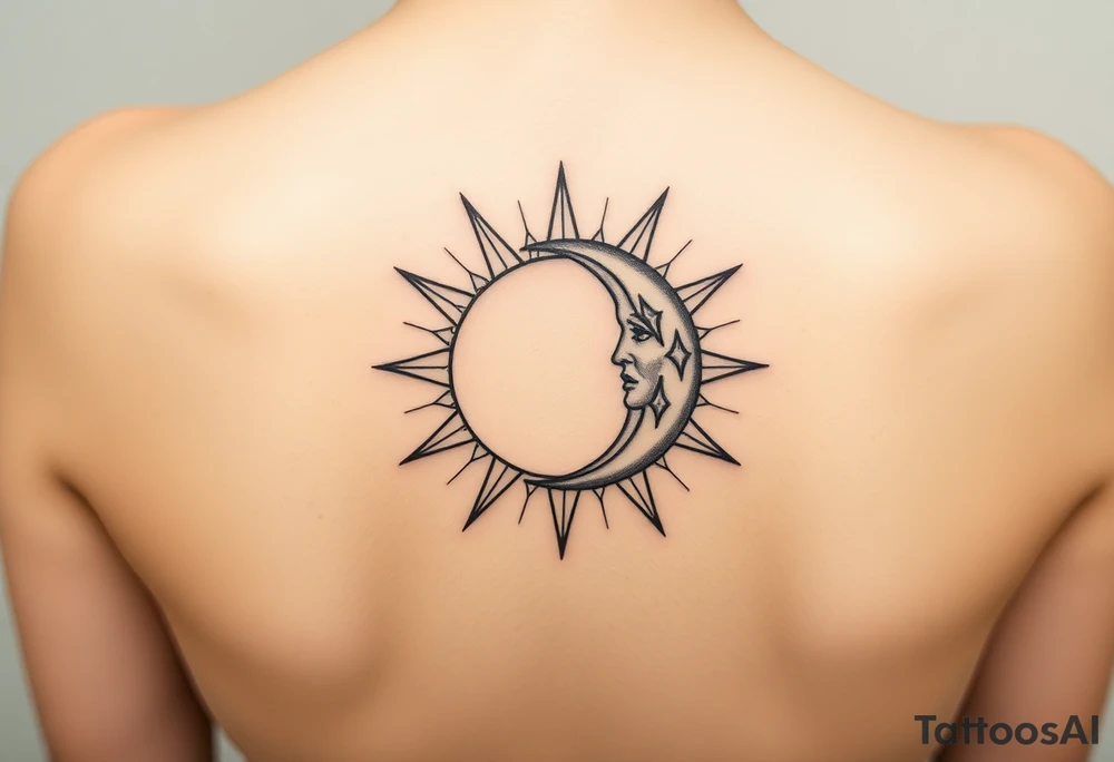 celestial sun and moon embrace with constellation patterns tattoo idea celestial sun and moon embrace with constellation patterns tattoo idea