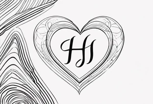 make a tattoo with the initials HJ in cursive with a heart tattoo idea