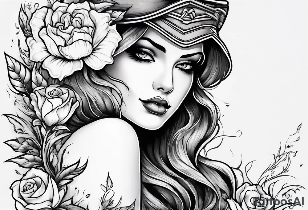 Ghost face holding flowers tattoo idea