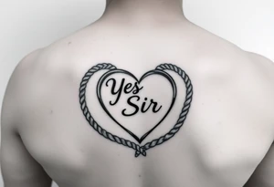 Small Yes, Sir in rope heart tattoo idea