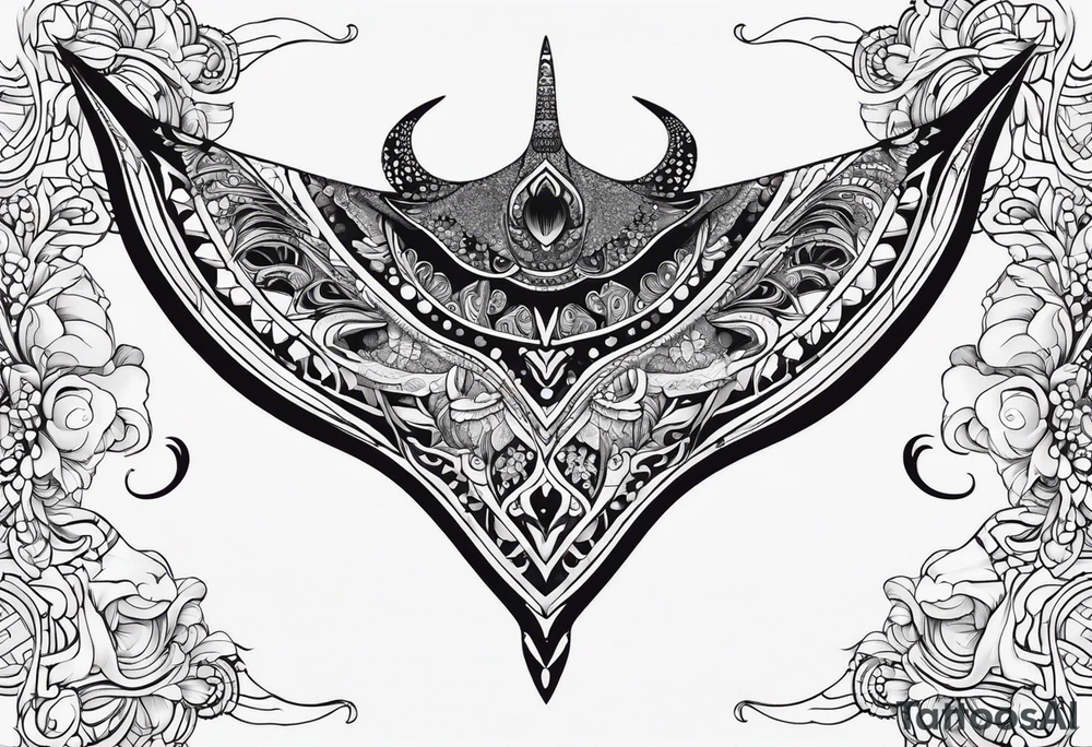 psychadelic manta ray symmetrical tattoo idea