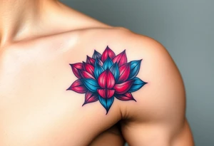 Two Lotus Flowers Intertwined (only red , blue and black are possible colors) tattoo idea