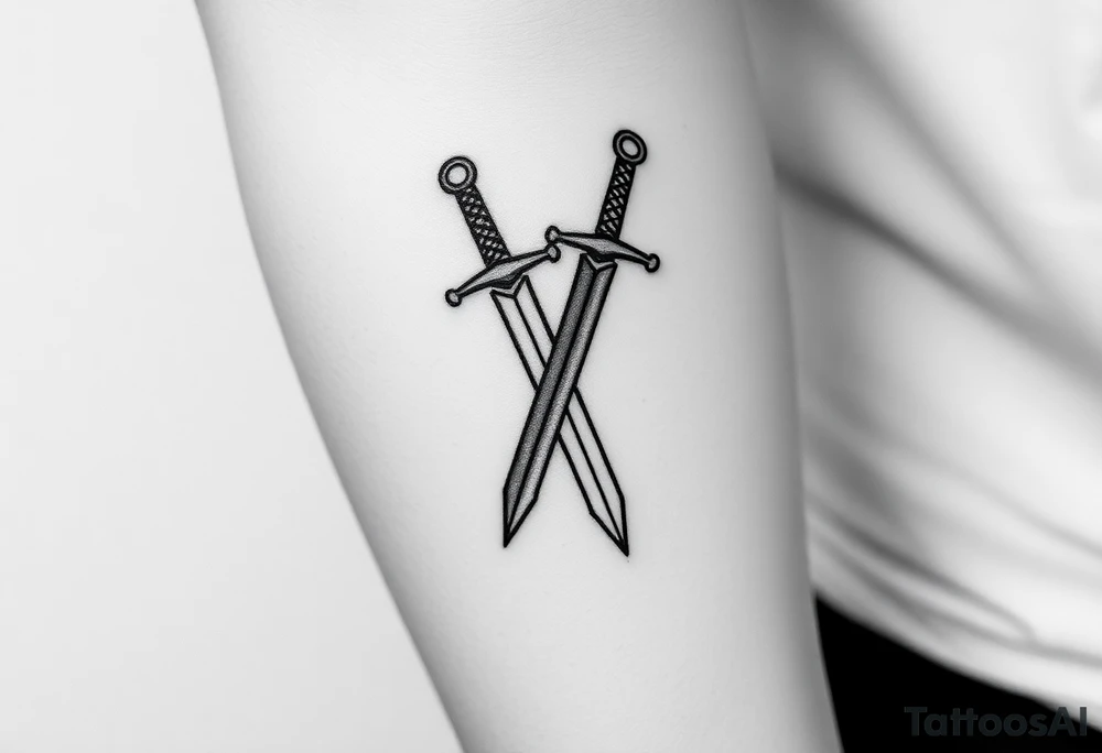 Give me a tattoo based on proverbs 27:17 about iron sharpening iron for me and the guys to get together probably two swords in it tattoo idea