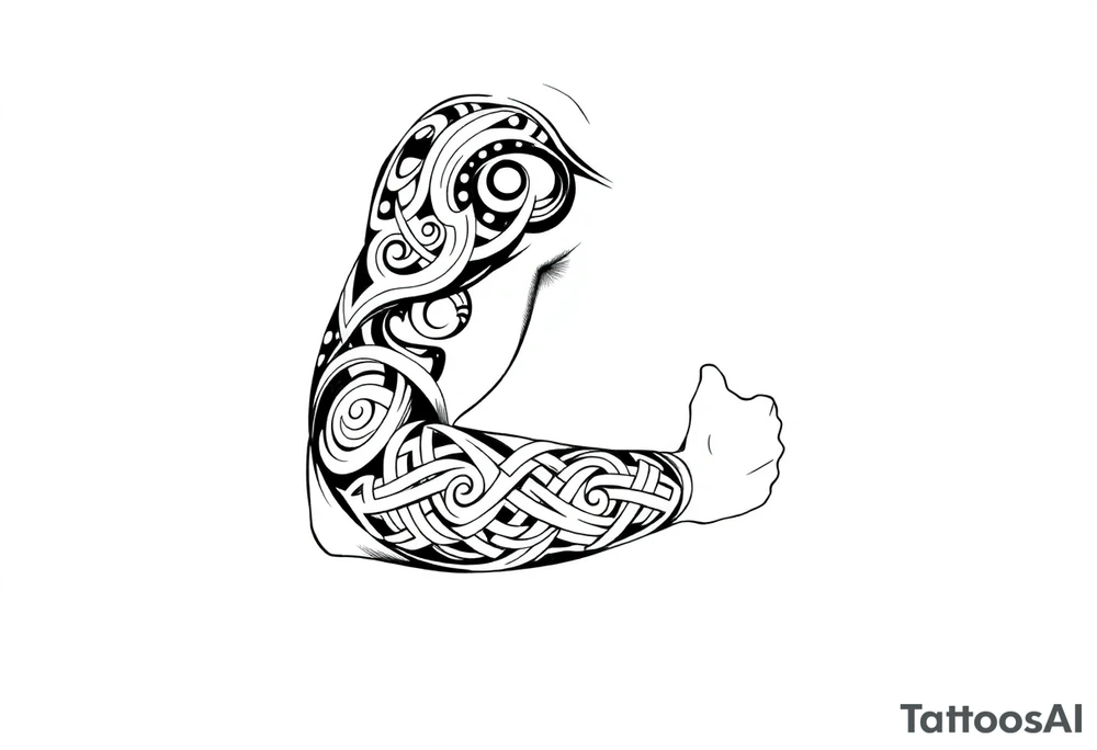Maori style Celtic tribal sleeve tattoo idea
