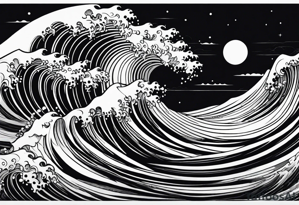 Poseidon steht in einer Welle im Meer tattoo idea