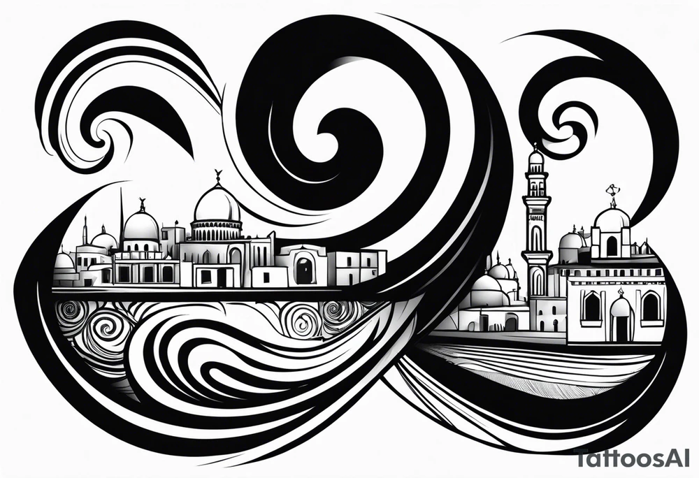 israel town  swirl vector tattoo idea