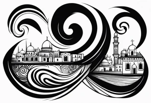 israel town  swirl vector tattoo idea