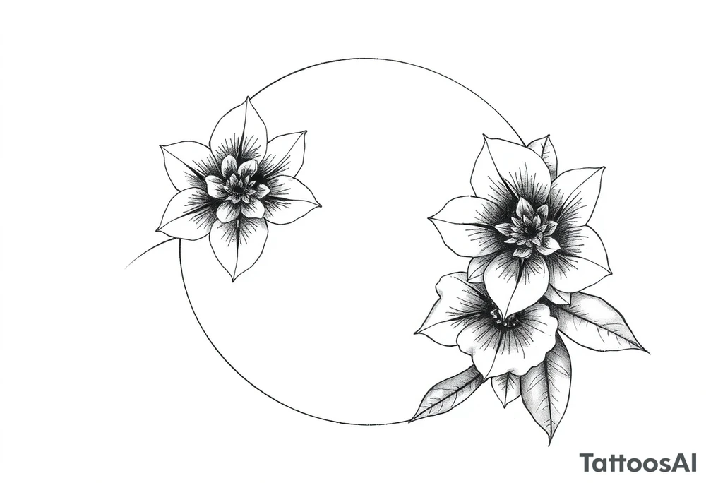 moon-shaped flowers tattoo idea