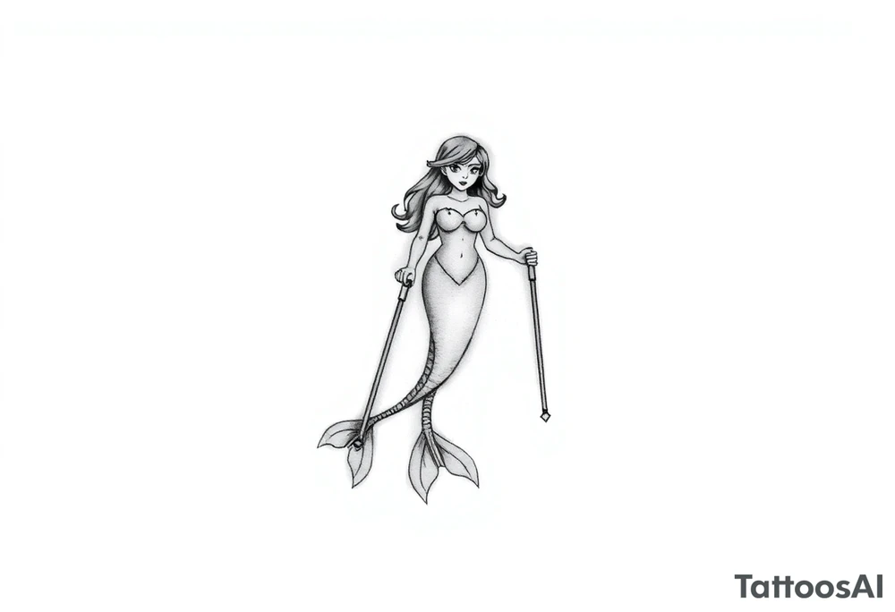 Mermaid with crutches tattoo idea