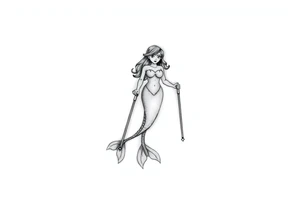 Mermaid with crutches tattoo idea