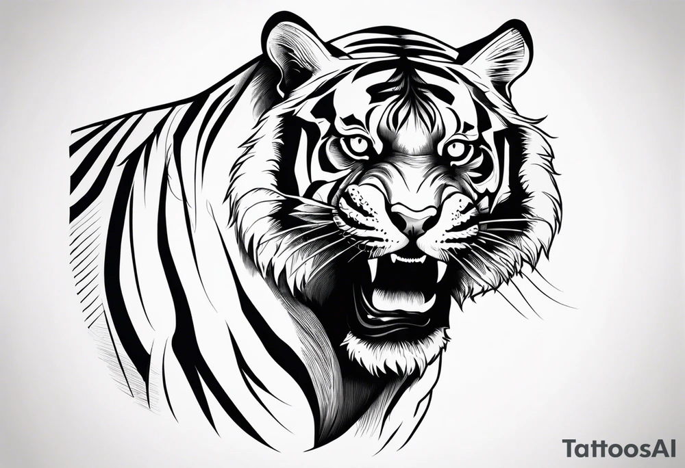 Full bengal tiger with white eyes to be tattooed on the obliques of the torso tattoo idea