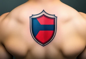 A Czech flag inside a shield emblem, with metallic textures enhancing its strength and durability tattoo idea