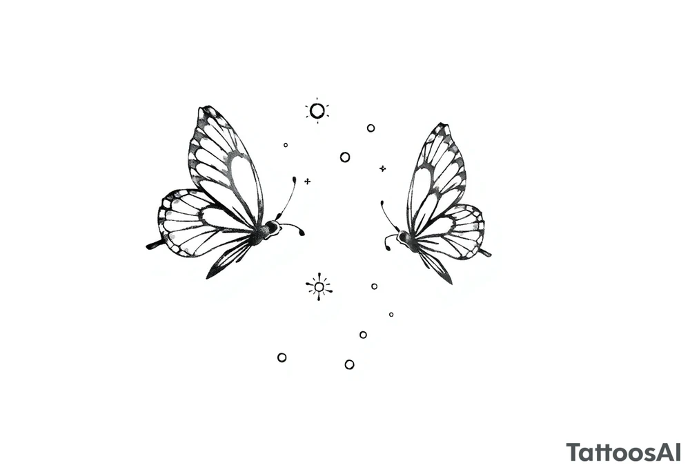 Simple butterflies with sparkles and some bubbles tattoo idea
