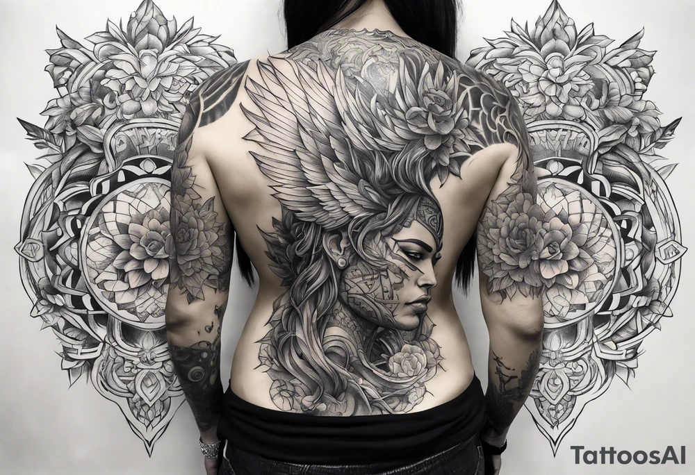 Yggdrisil back piece tattoo idea
