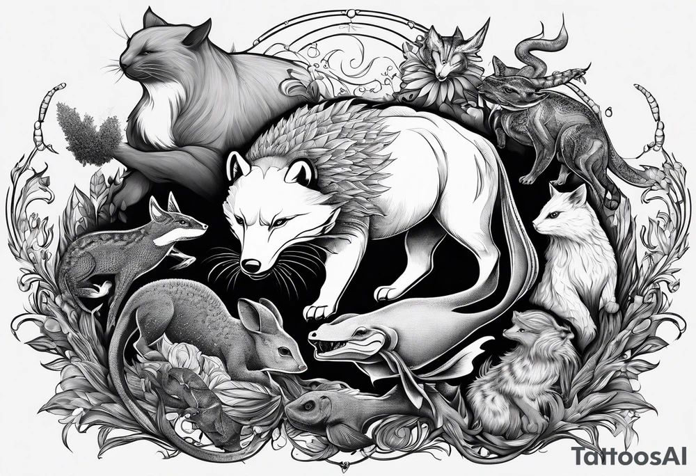 7 Animals
1 Bull
1 Badger
1 Axolotl
1 Canary
1 Wolf
1 Cat
1 Lizard tattoo idea