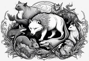 7 Animals
1 Bull
1 Badger
1 Axolotl
1 Canary
1 Wolf
1 Cat
1 Lizard tattoo idea