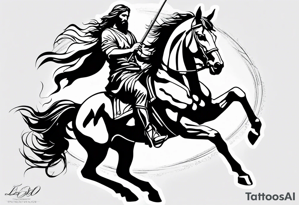 Warrior Jesus on a horse tattoo idea