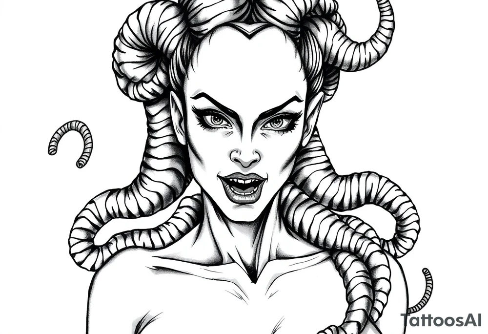 medusa with boobs tattoo idea