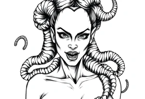 medusa with boobs tattoo idea
