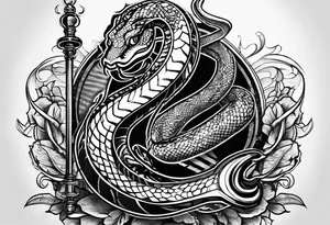 rod of asclepius type 1 diabetic tattoo with a snake wrapped around the staff. The staff to be an old school syringe with blue liquid tattoo idea