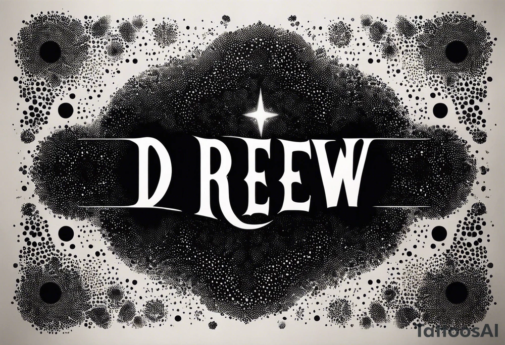 I want the name "Drew" with a space background tattoo idea