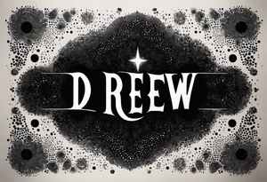 I want the name "Drew" with a space background tattoo idea