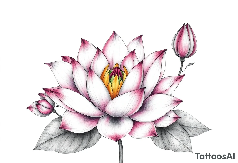 Crazy new school blooming lotus flowers tattoo idea