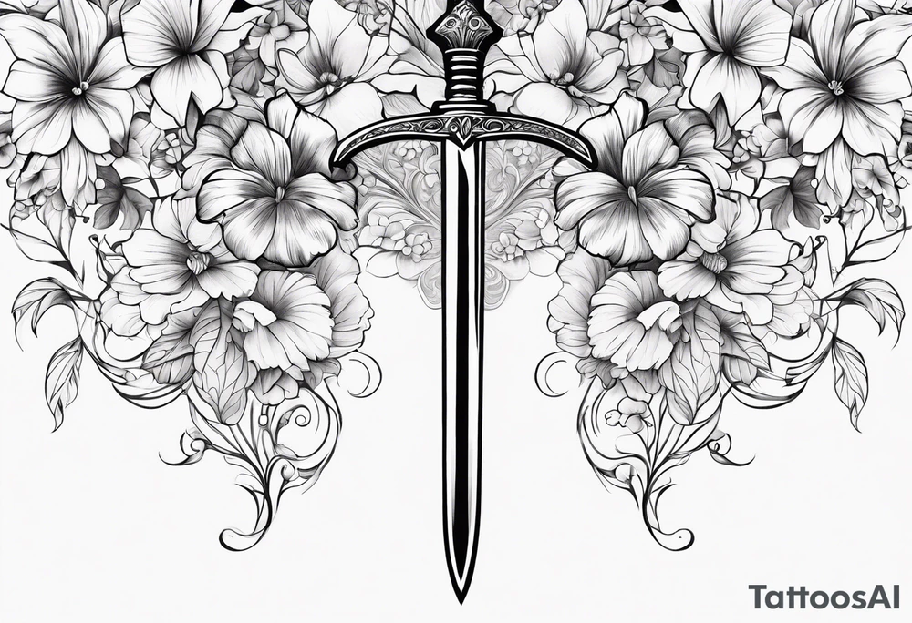 sword
sword true flower
fine line
gentle
thin lines
floral design tattoo idea