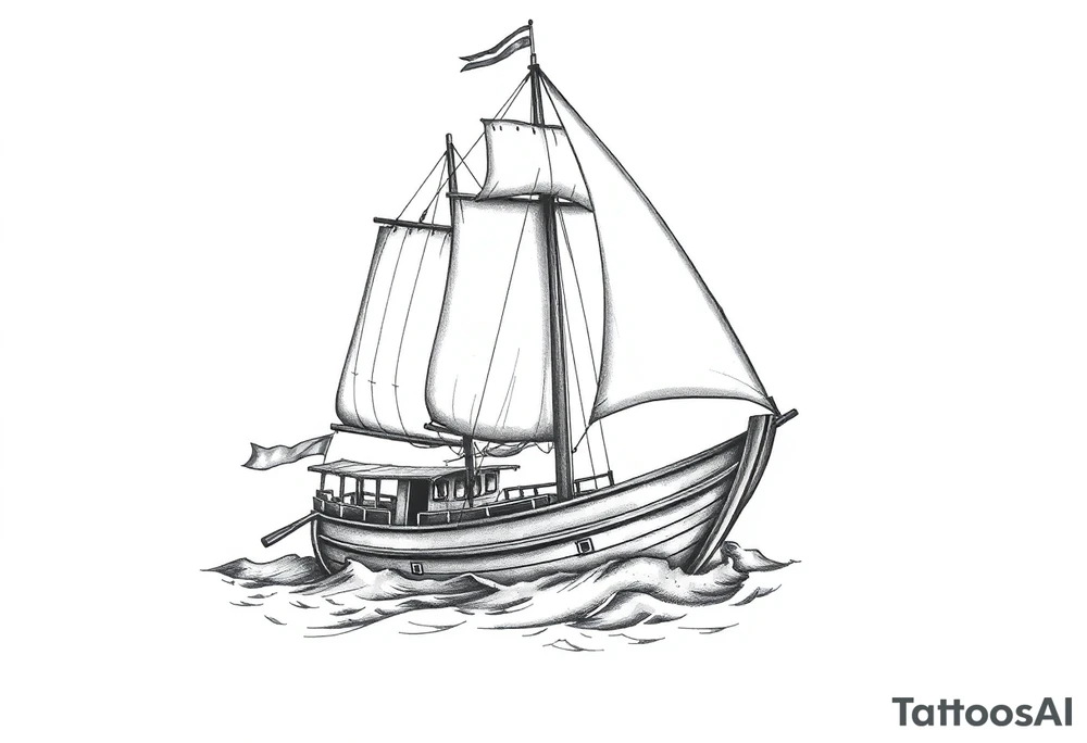 sailing boat at achor tattoo idea