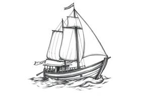 sailing boat at achor tattoo idea