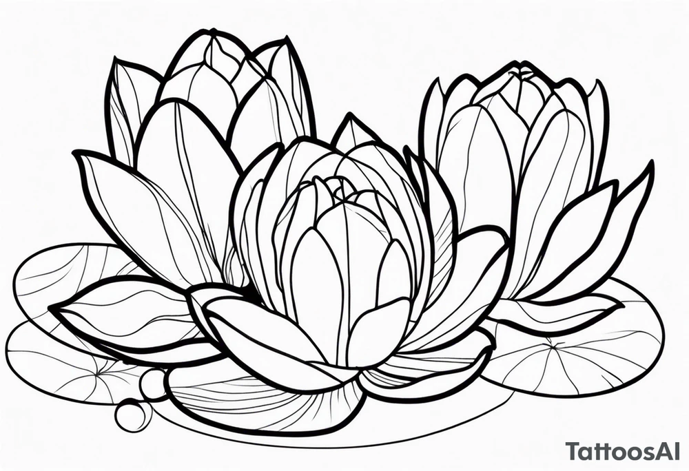 Tulips and water lilies tattoo idea