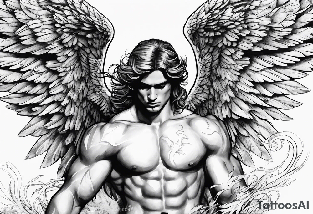 male fallen angel,the fall of gabriel evil tattoo idea