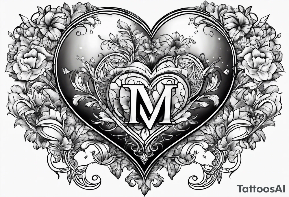 Heart with "M S" tattoo idea