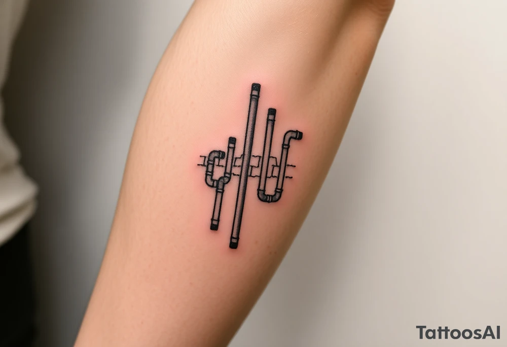 symetrical, vertical System of thin pipes that transitions gradually from the end into thick, widespread veins of forearm tattoo idea