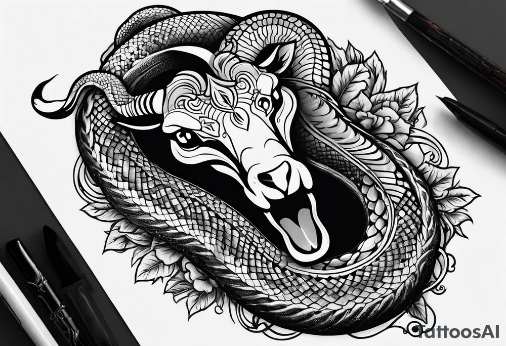On the goat's head is a snake tattoo idea
