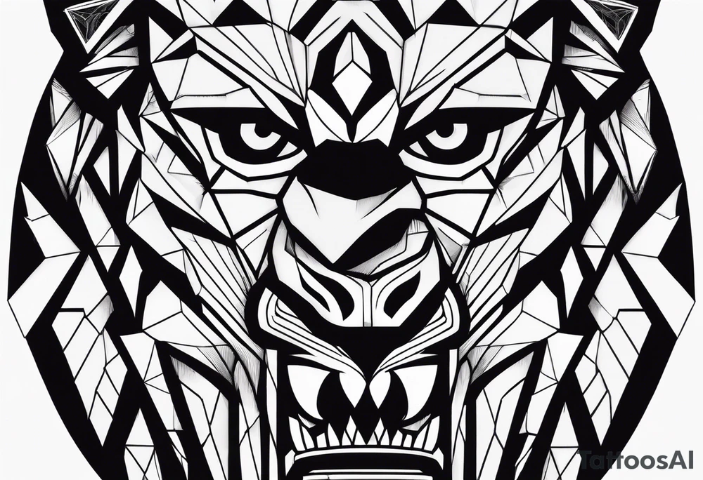 A beast face for the central zone of the knee tattoo idea