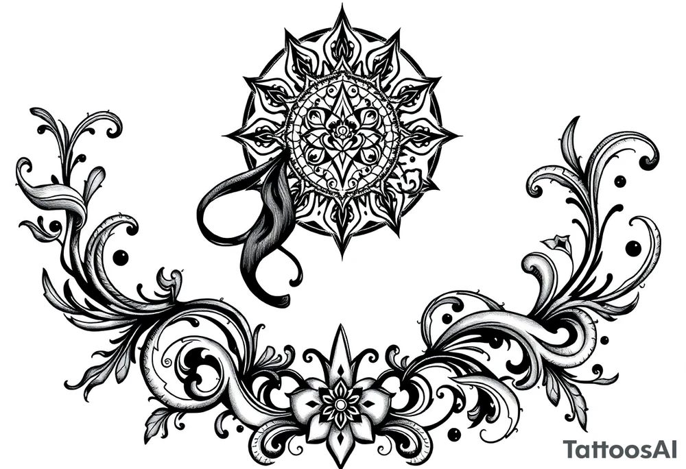 mytical shaman and mytolog style ornametn with ancient rhyme tattoo idea
