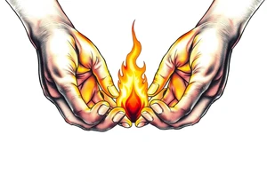 Fire between hands tattoo idea