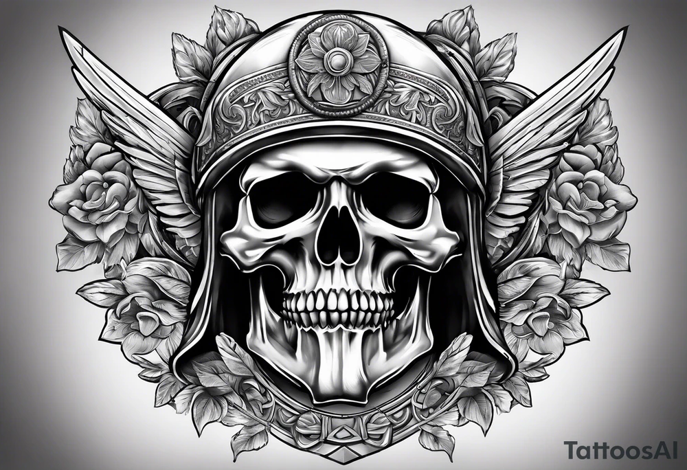 roman soldier skull tattoo idea