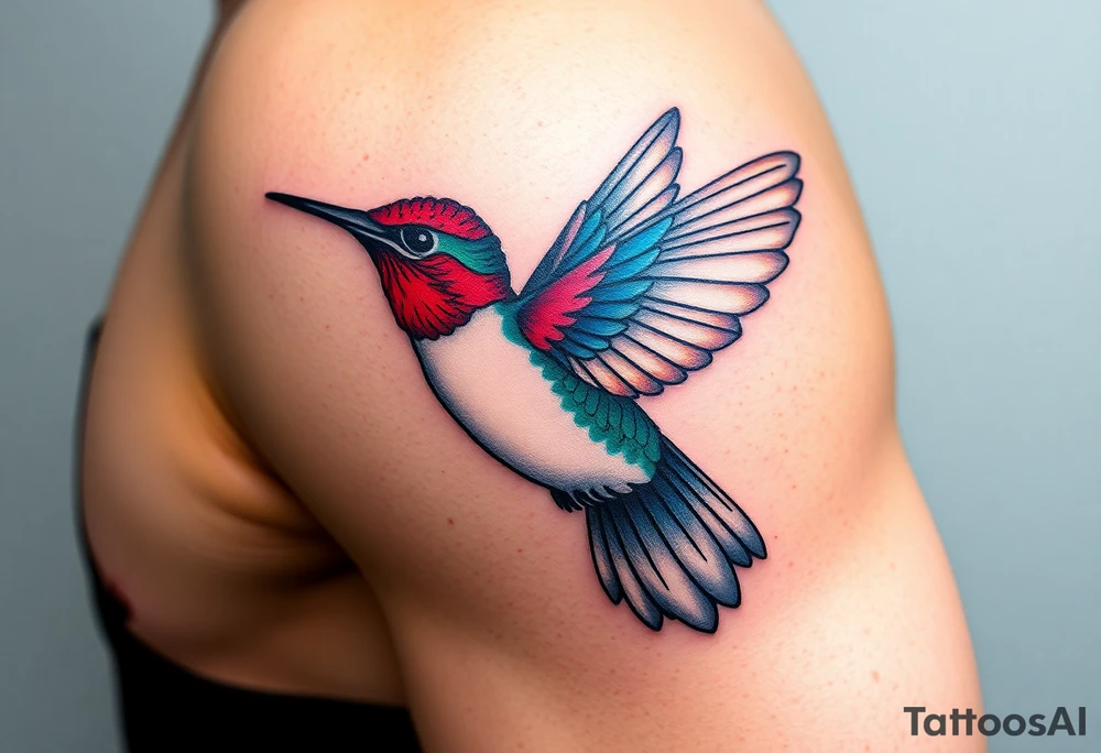A hummingbird with lotus wings(only red , blue and black are possible colors) tattoo idea