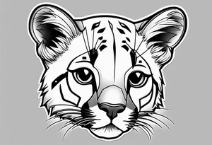 super cute cartoon mountain lion 
cub no background tattoo idea